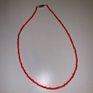 Light red seed bead choker necklace